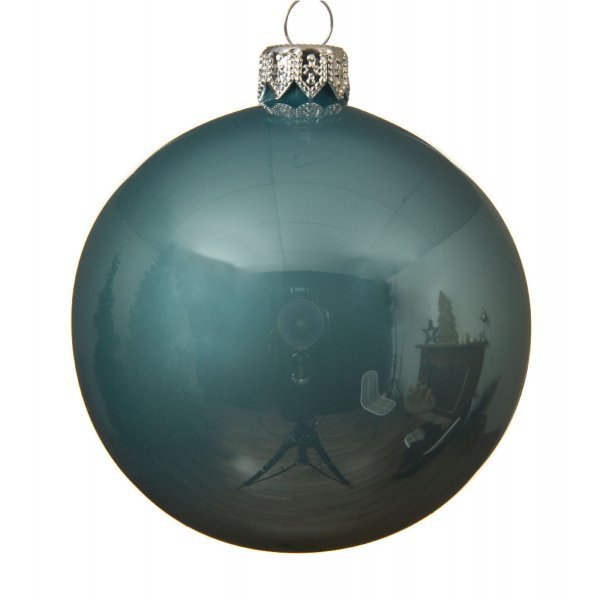 Χριστουγεννιάτικη Γυάλινη Μπάλα Μπλε Γυαλιστερή (8cm)